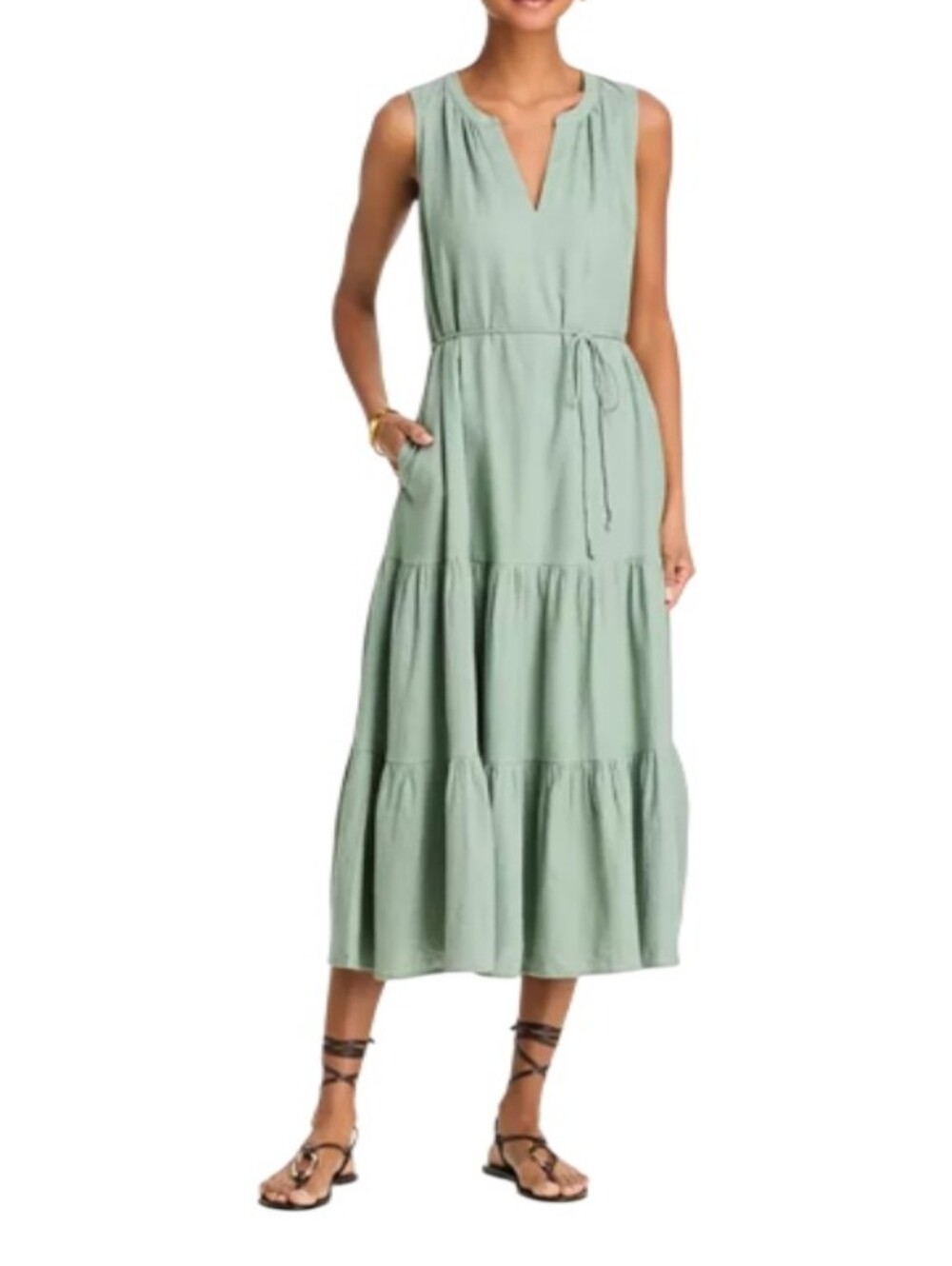 Tommy Bahama Coastal Tide Tiered Midi Linen Sundress-NWOT
